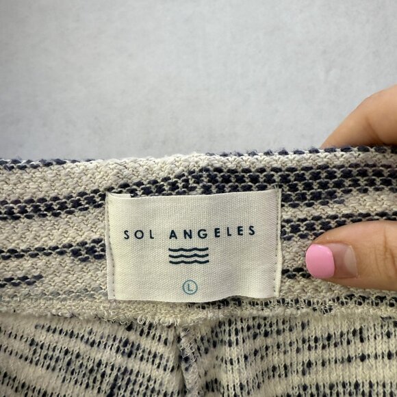 Sol Angeles Pants Womens Large Gray White Knit Drawstring Textured Jogger Stripe - Picture 6 of 7